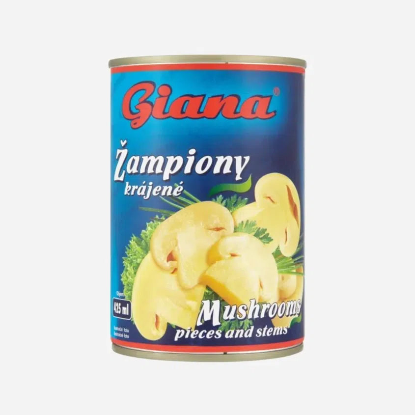 Žampiony krájené v mírně slaném nálevu 425 ml ()