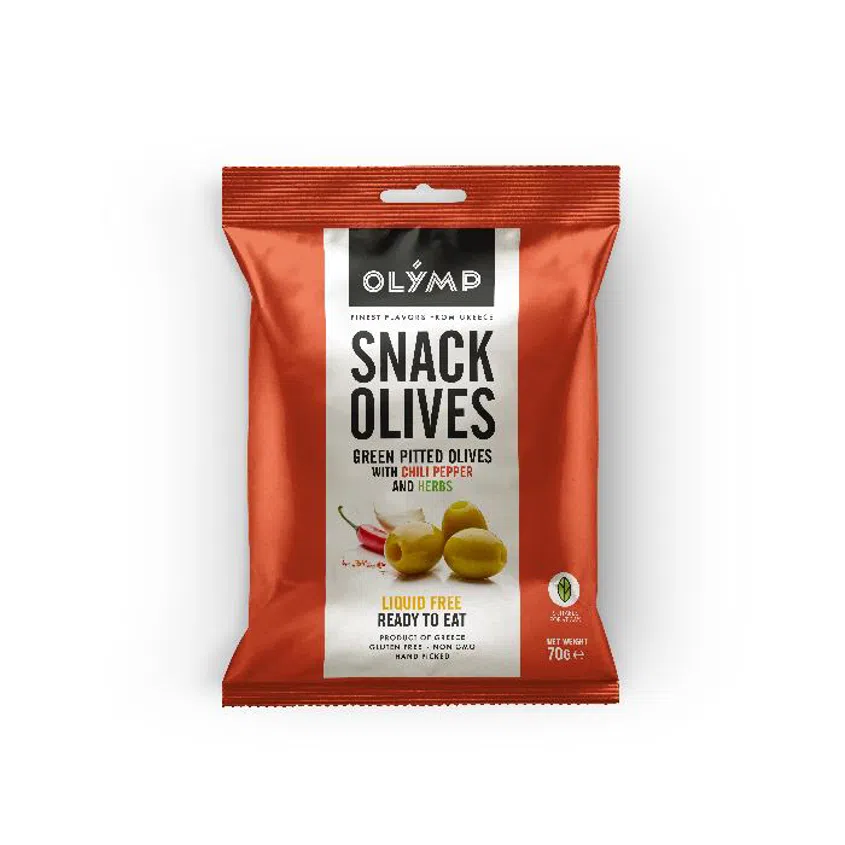 Zelené olivy bez pecky s chilli papričkou a bylinkami