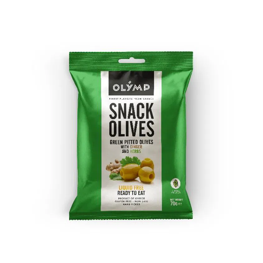 Zelené olivy bez pecky se zázvorem a bylinkami