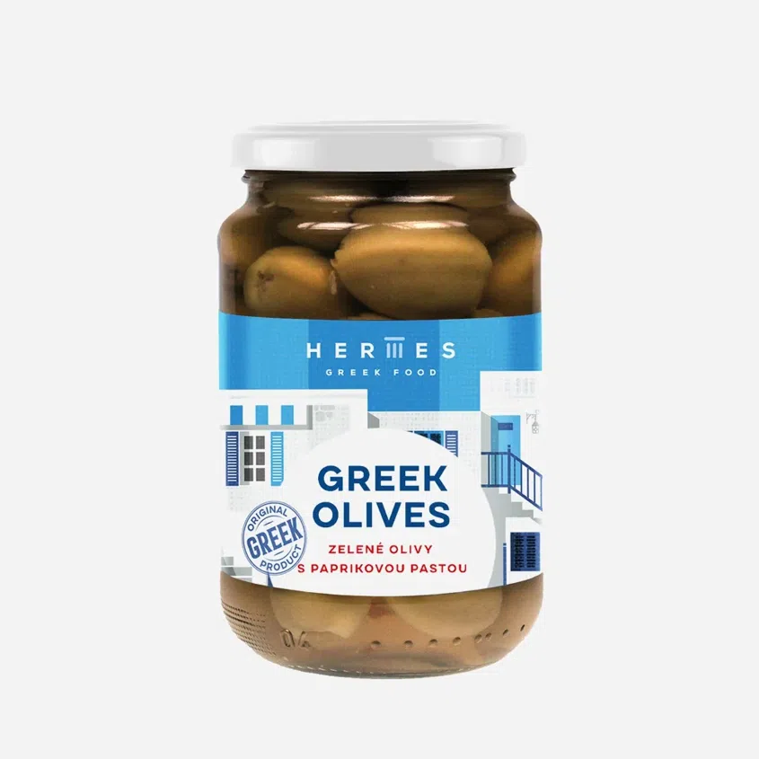 Zelené olivy s papričkou