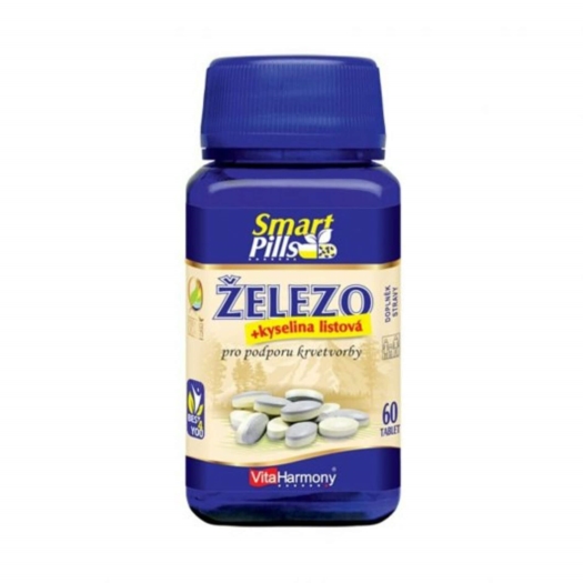 Železo 20 mg s kys. Listovou 60 tabliet