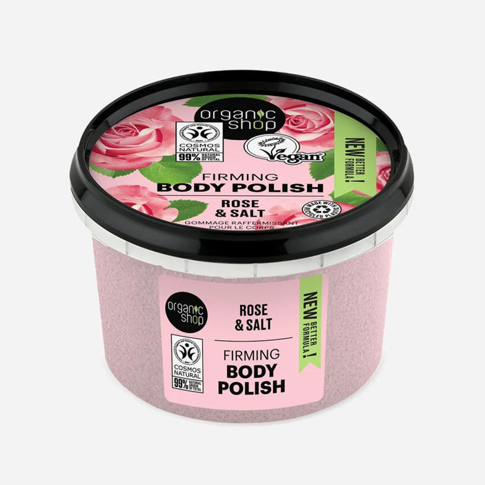 Zpevňující tělový peeling Růže a sůl
